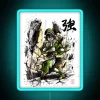 Avatar character Toph with Sumi and Watercolor in neon RGB colors.