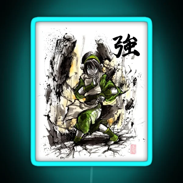 Toph From Avatar With Sumi And Watercolor RGB Neon Sign