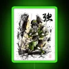 Toph from Avatar with neon sign art in watercolor style