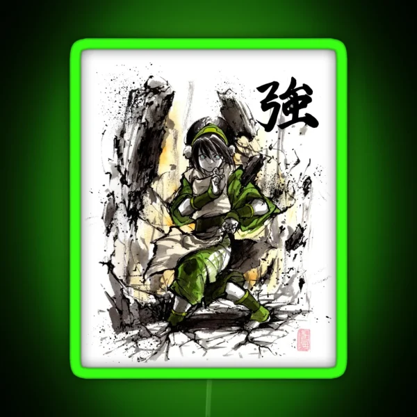 Toph From Avatar With Sumi And Watercolor RGB Neon Sign