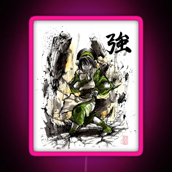 Toph From Avatar With Sumi And Watercolor RGB Neon Sign