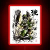 A vibrant neon sign featuring Toph from Avatar with Sumi and watercolor art effects.