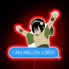 A neon sign reading "I Am Melon Lord" in colorful, bold letters
