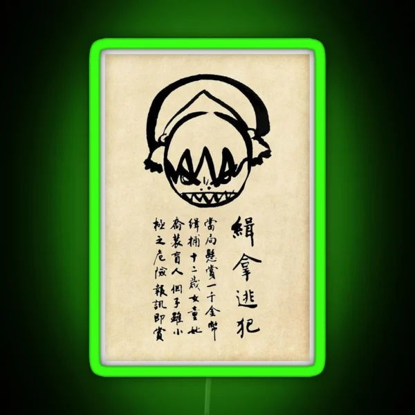 Toph Wanted Poster RGB Neon Sign