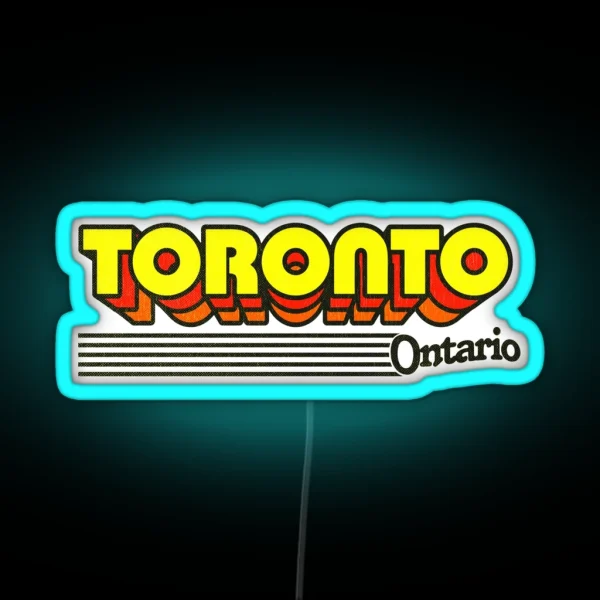 Toronto Ontario Retro Stripes RGB Neon Sign