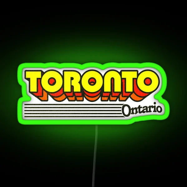 Toronto Ontario Retro Stripes RGB Neon Sign