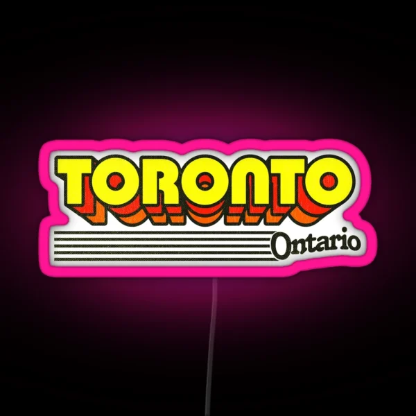 Toronto Ontario Retro Stripes RGB Neon Sign