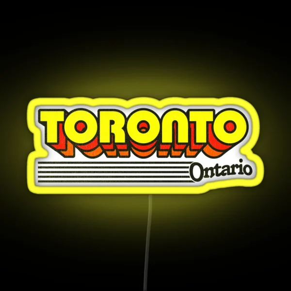 Toronto Ontario Retro Stripes RGB Neon Sign