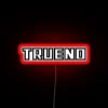 Toyota AE86 Sprinter Trueno neon sign with RGB colors illuminated in red.