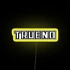 Neon-lit Toyota AE86 Sprinter Trueno sign with vibrant RGB colors and yellow background