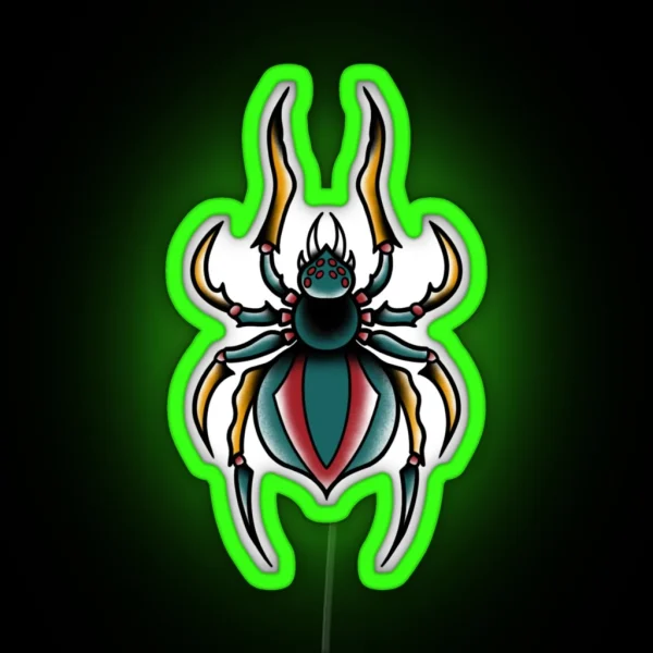 Traditional Tattoo Spider RGB Neon Sign