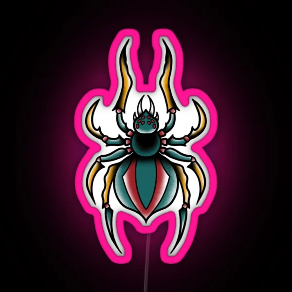 Traditional Tattoo Spider RGB Neon Sign