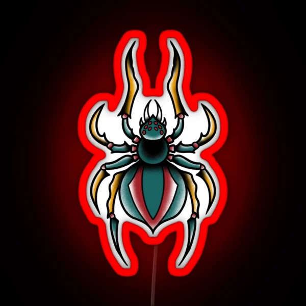 Traditional Tattoo Spider RGB Neon Sign