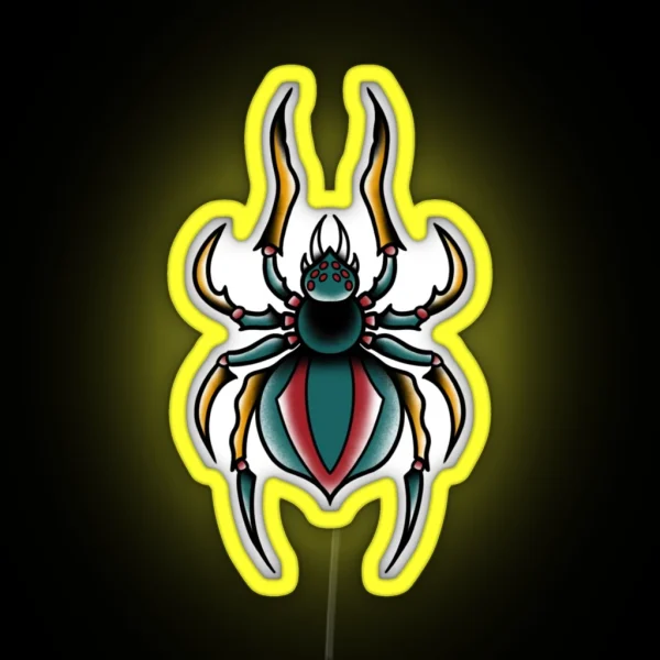 Traditional Tattoo Spider RGB Neon Sign
