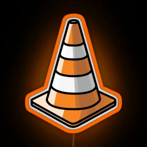 Traffic Cone Orange And White RGB Neon Sign