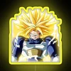 Train in Ultra Instinct with Ultra Trunks, Goku's Super Saiyan transformations in a colorful neon sign