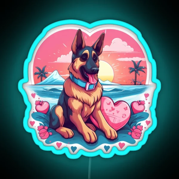 Trans Pride Puppies German Shepherd RGB Neon Sign