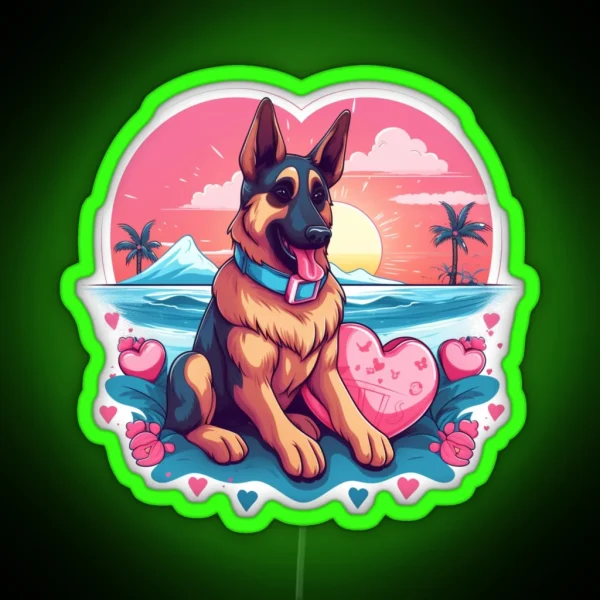 Trans Pride Puppies German Shepherd RGB Neon Sign