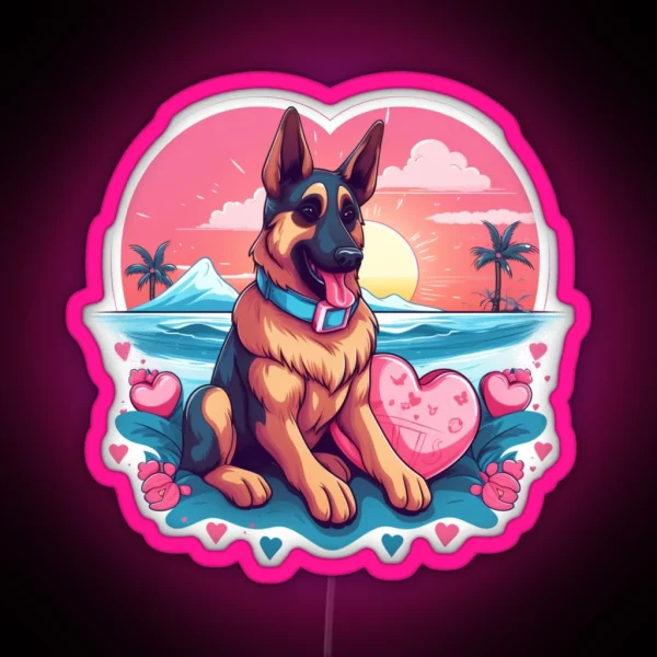 Trans Pride Puppies German Shepherd RGB Neon Sign