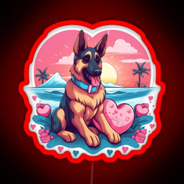 Trans Pride Puppies German Shepherd RGB Neon Sign