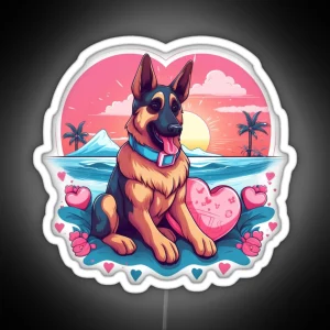 Trans Pride Puppies German Shepherd RGB Neon Sign