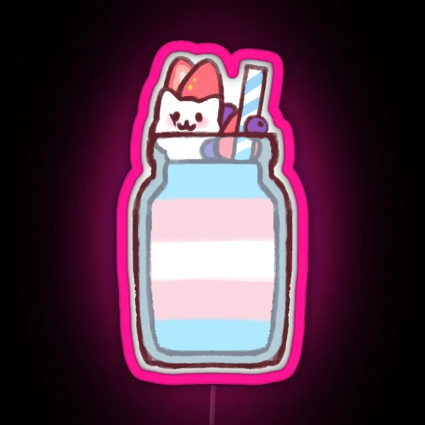 Trans Pride Smoothie Kitty RGB Neon Sign