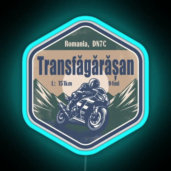 Transfagarasan Pass DN7C Romania Motorcycling RGB Neon Sign