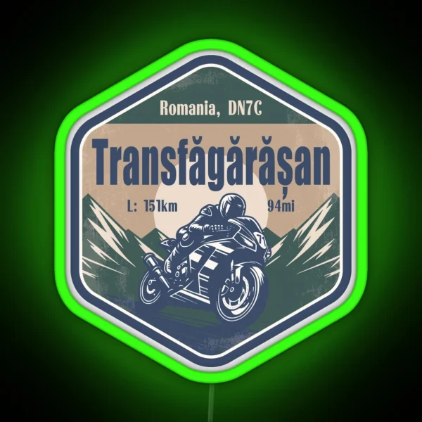 Transfagarasan Pass DN7C Romania Motorcycling RGB Neon Sign