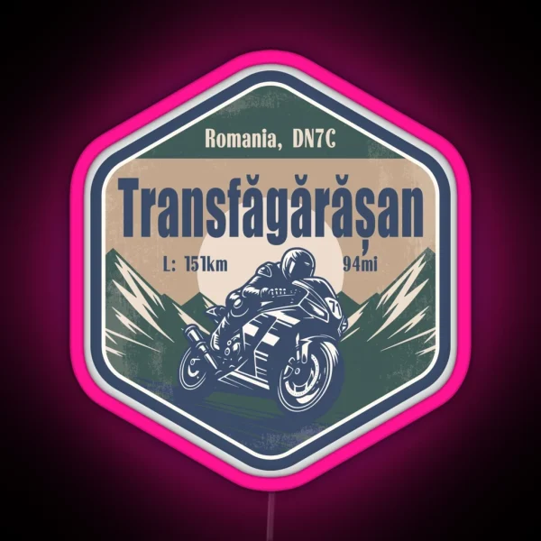 Transfagarasan Pass DN7C Romania Motorcycling RGB Neon Sign