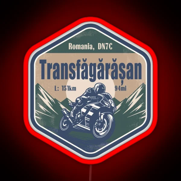 Transfagarasan Pass DN7C Romania Motorcycling RGB Neon Sign