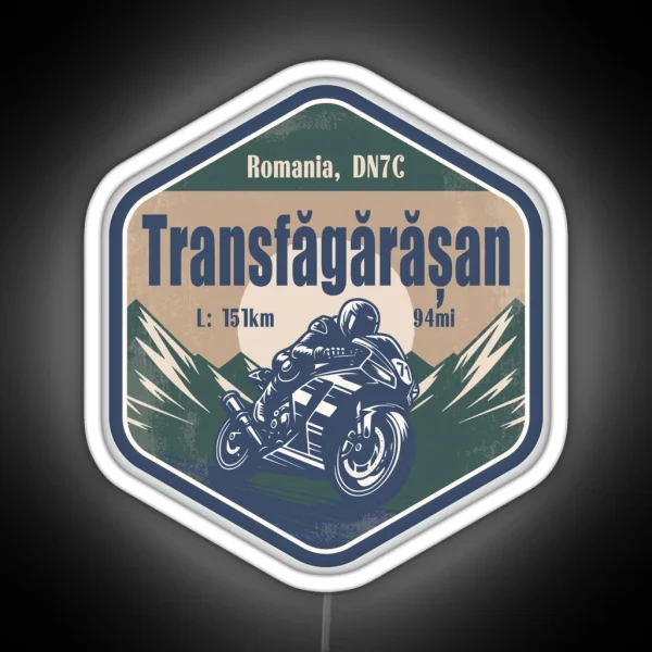 Transfagarasan Pass DN7C Romania Motorcycling RGB Neon Sign