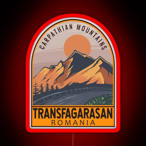 Transfagarasan Romania Retro Travel Emblem RGB Neon Sign