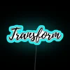 Neon RGB sign with blue glow.