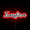 Neon red RGB transform sign with glowing effect
