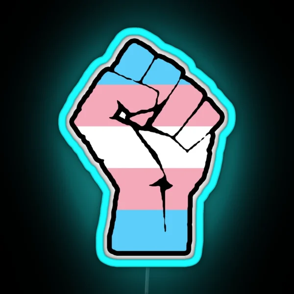 Transgender Flag Raised Fist RGB Neon Sign