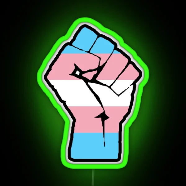 Transgender Flag Raised Fist RGB Neon Sign