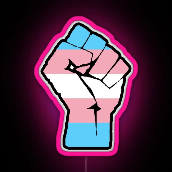 Transgender Flag Raised Fist RGB Neon Sign