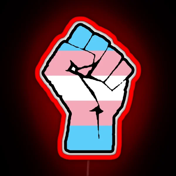 Transgender Flag Raised Fist RGB Neon Sign
