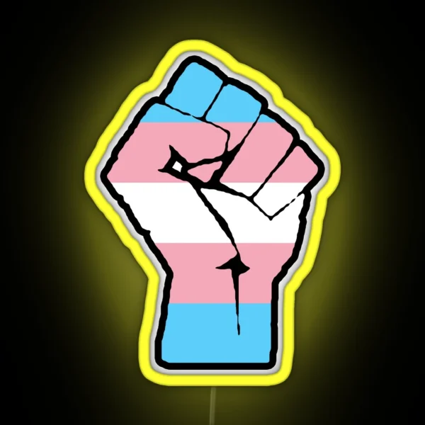 Transgender Flag Raised Fist RGB Neon Sign