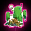 Colorful neon-lit illustration of Finn's tree from Adventure Time.