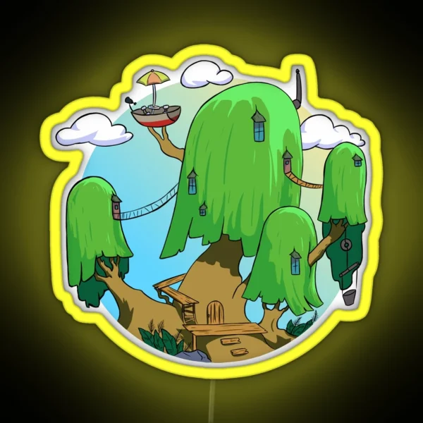 Tree House Adventure Time RGB Neon Sign