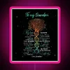 Neon tree sign with pink DNA strands and black background
