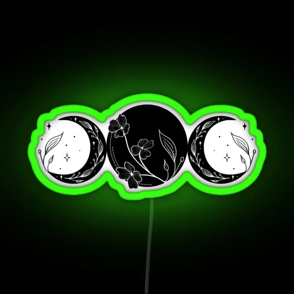 Triple Moon Goddess Witch Wicca Led RGB Neon Sign