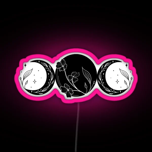 Triple Moon Goddess Witch Wicca Led RGB Neon Sign