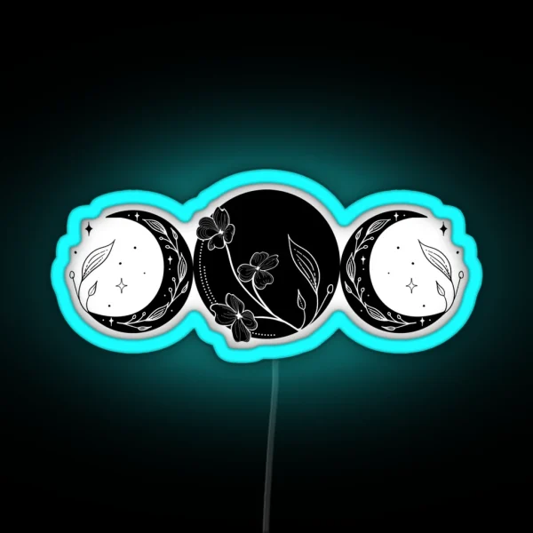Triple Moon Goddess Witch Wicca RGB Neon Sign