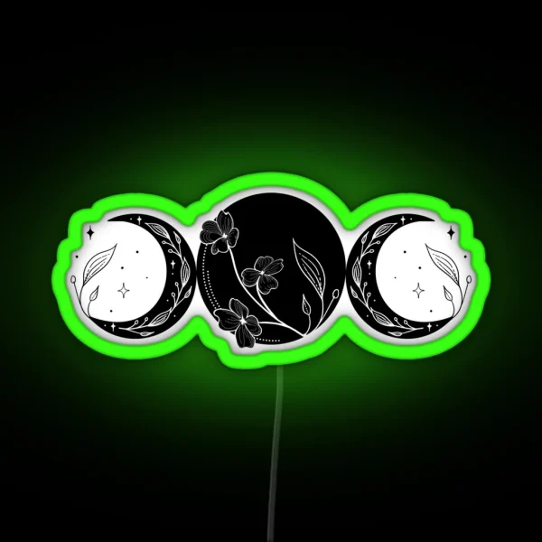 Triple Moon Goddess Witch Wicca RGB Neon Sign