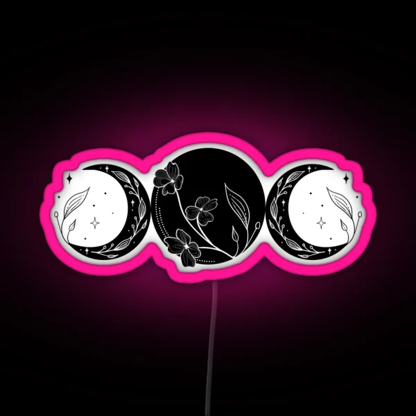 Triple Moon Goddess Witch Wicca RGB Neon Sign