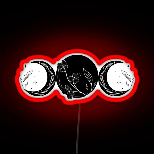 Triple Moon Goddess Witch Wicca RGB Neon Sign