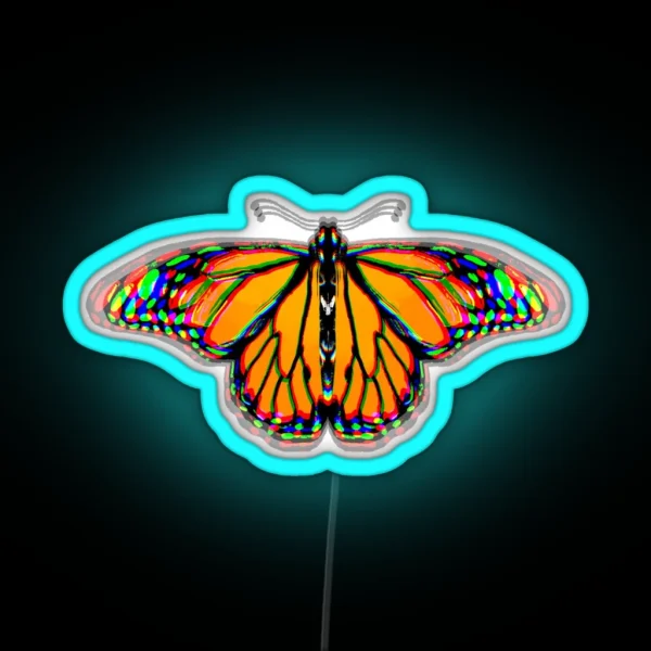 Trippy Psychedelic Monarch Butterfly RGB Neon Sign