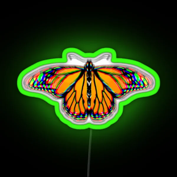 Trippy Psychedelic Monarch Butterfly RGB Neon Sign